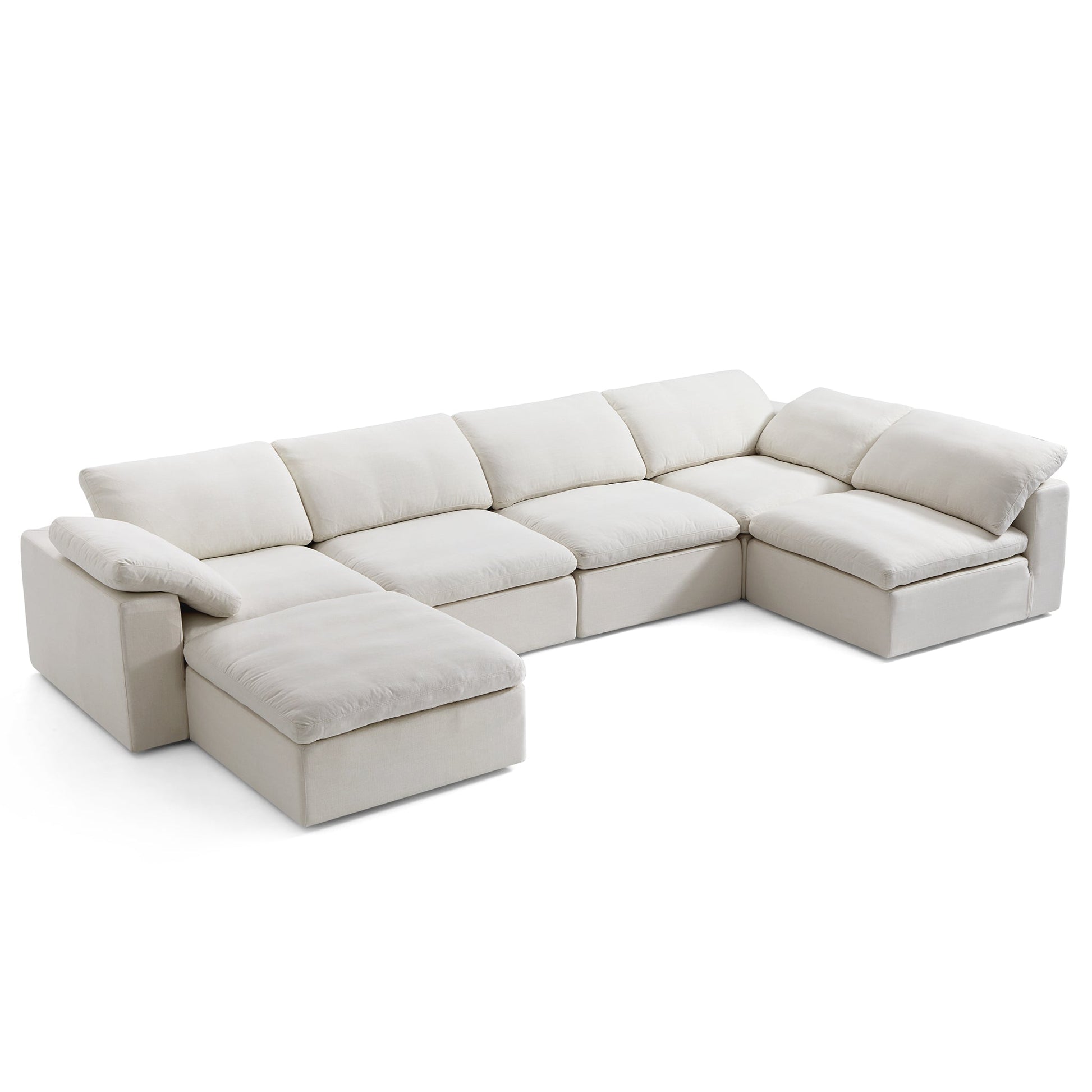 Tender Wabi Sabi L Shaped Sectional With Ottoman-Beige-165.4"