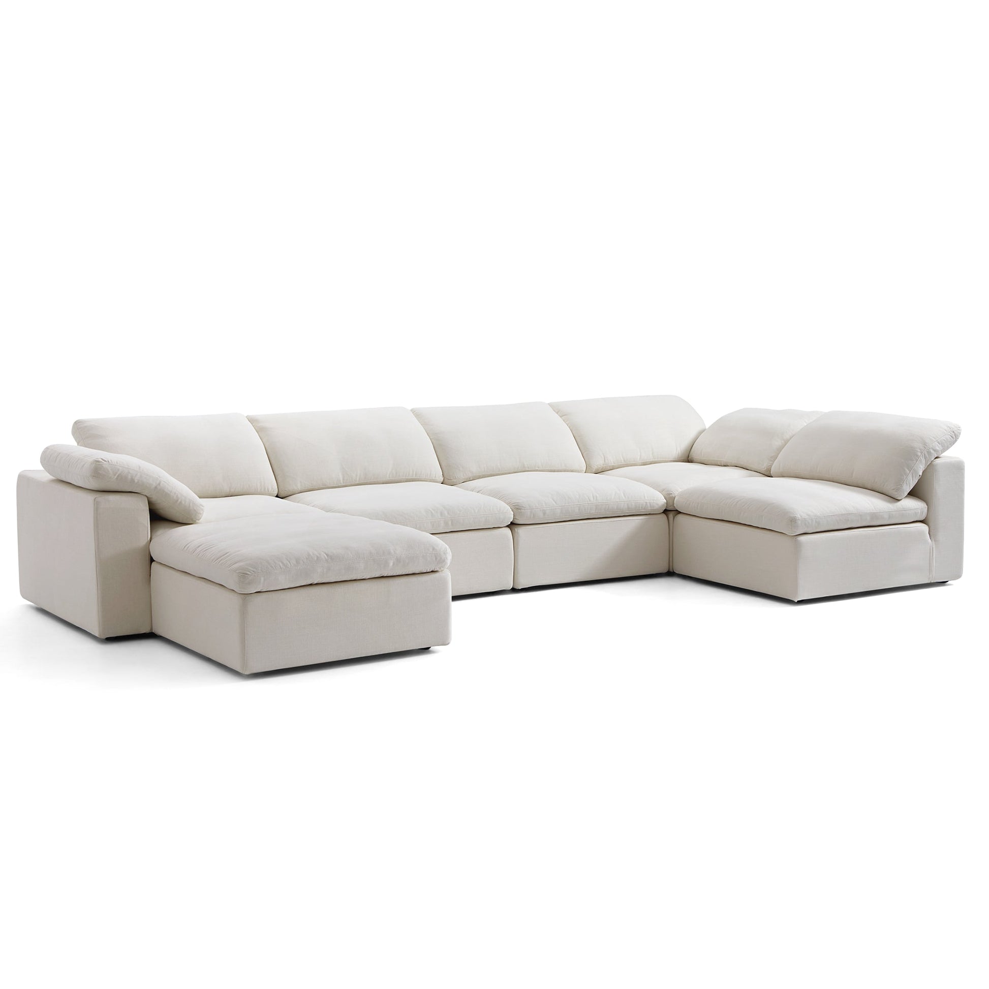Tender Wabi Sabi L Shaped Sectional With Ottoman-Beige-165.4"