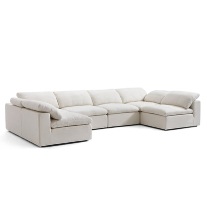 Tender Wabi Sabi Sand U Shaped Sectional with Open Ends-Beige-165.4"