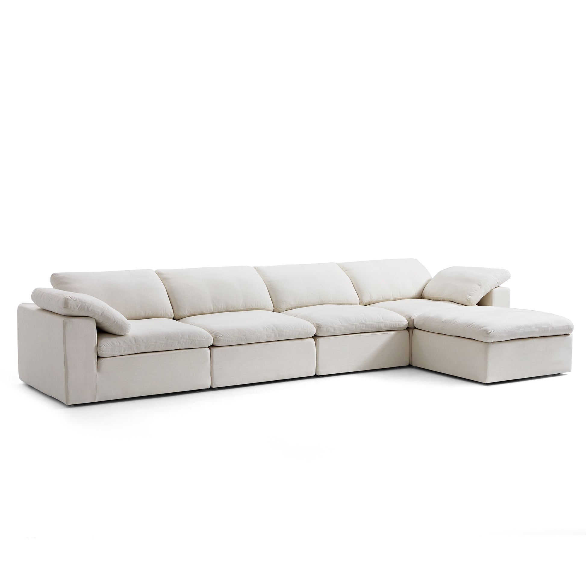 Tender Wabi Sabi Beige Sofa and Regular Ottoman-Beige-165.4"