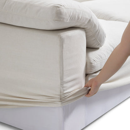 Tender Wabi Sabi Sand U Shaped Sectional with Open Ends-Beige