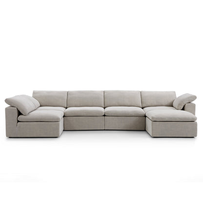 Tender Wabi Sabi Sand L Shaped Sectional and Ottoman-Sand-165.4"