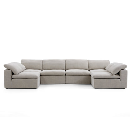 Tender Wabi Sabi Sand U Shaped Sectional with Open Ends-hidden
