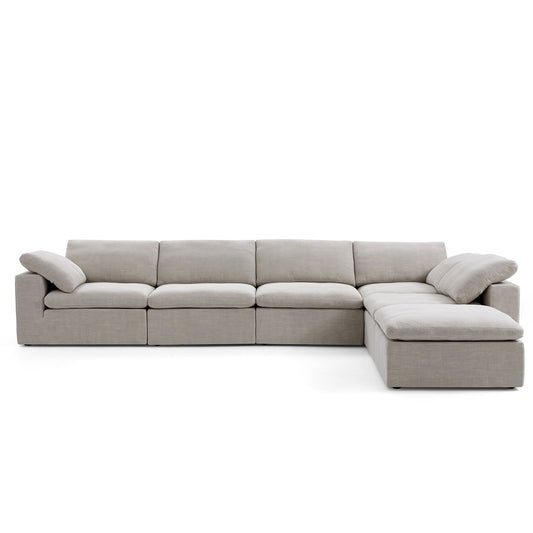 Tender Wabi Sabi Sand L Shaped Sectional and Ottoman-hidden