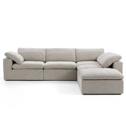 Tender Wabi Sabi Sand L Shaped Sectional and Ottoman-Sand-128.0"