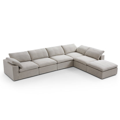 Tender Wabi Sabi Sand L Shaped Sectional and Ottoman-Sand-165.4"