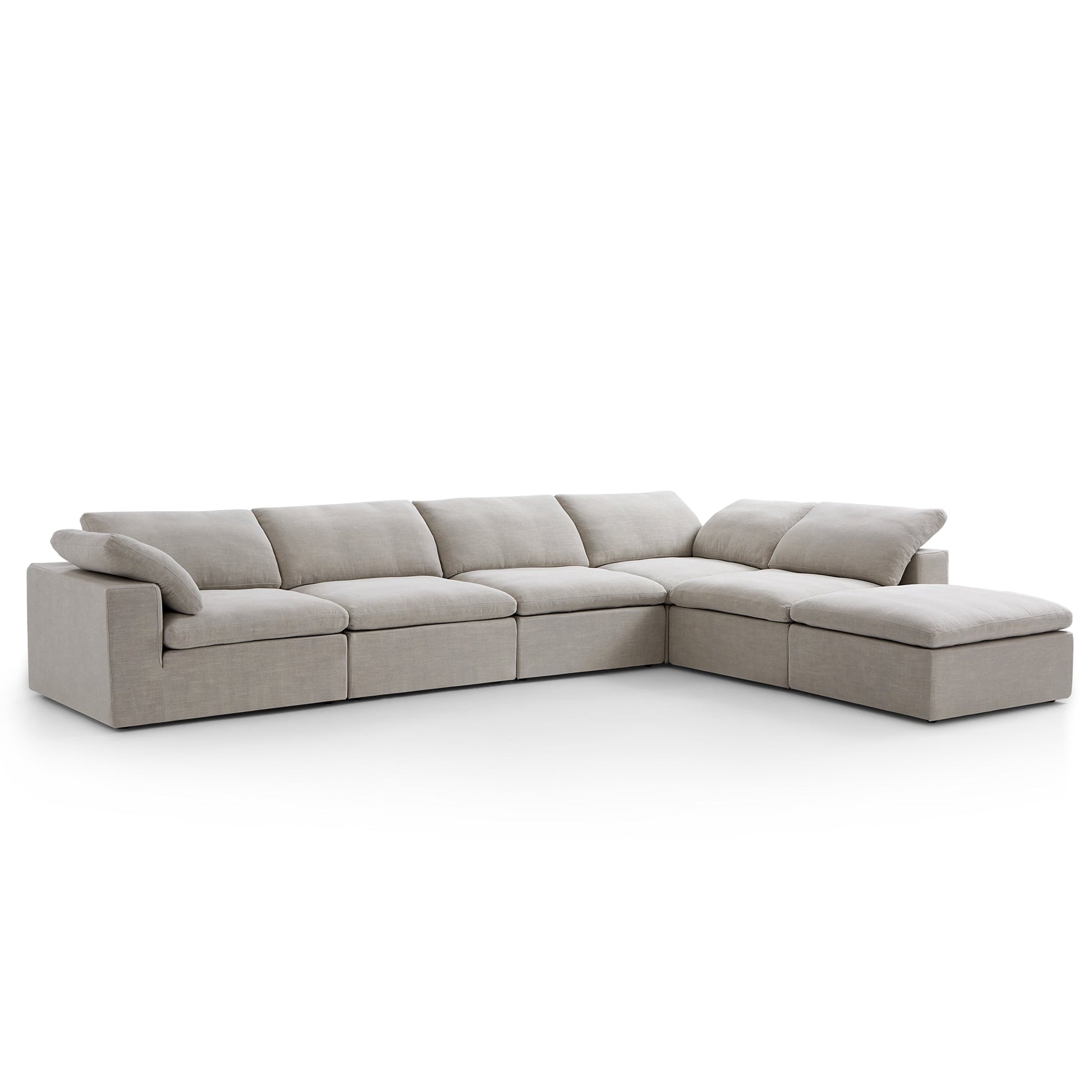 Tender Wabi Sabi Sand L Shaped Sectional and Ottoman-Sand-165.4"