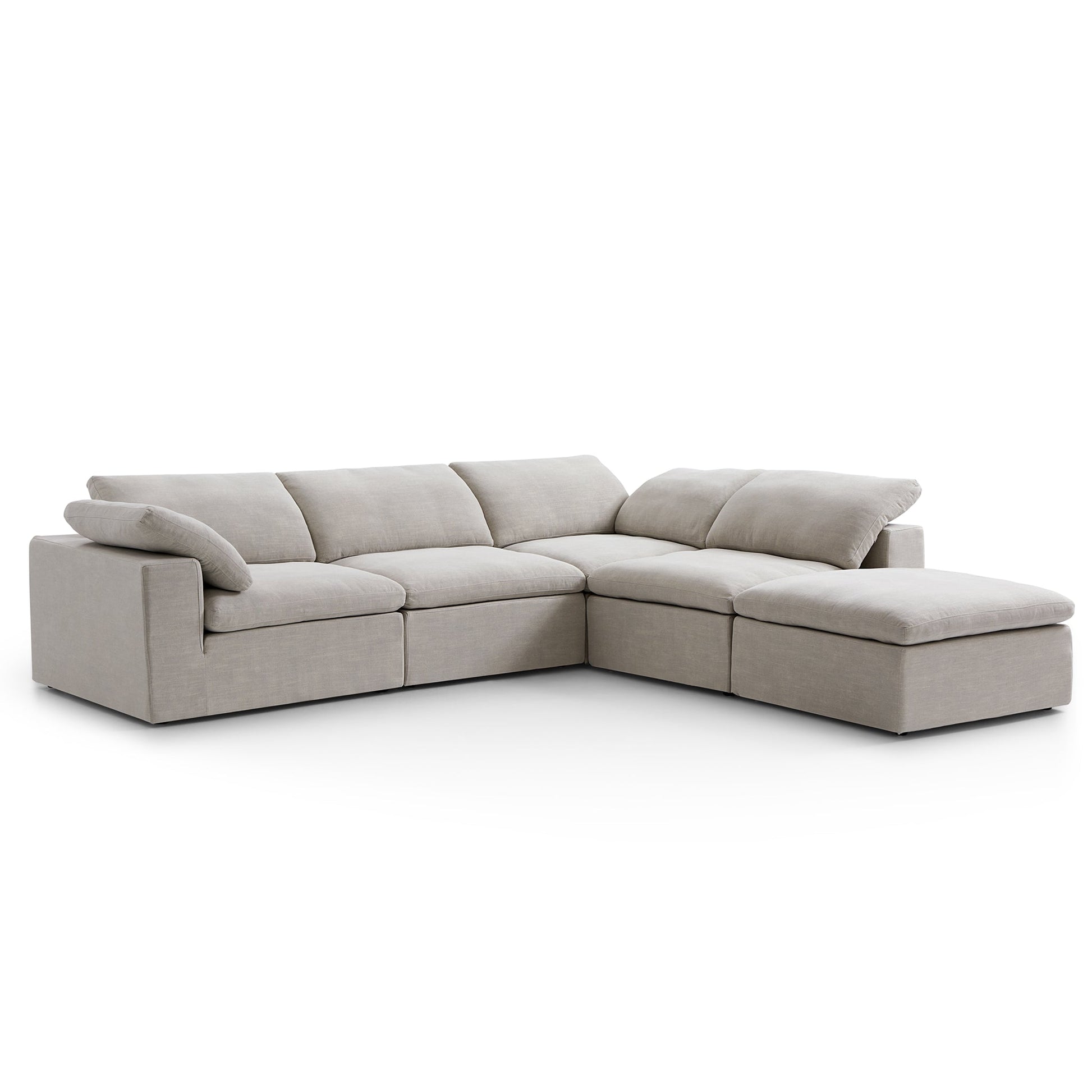 Tender Wabi Sabi Sand L Shaped Sectional and Ottoman-Sand-128.0"