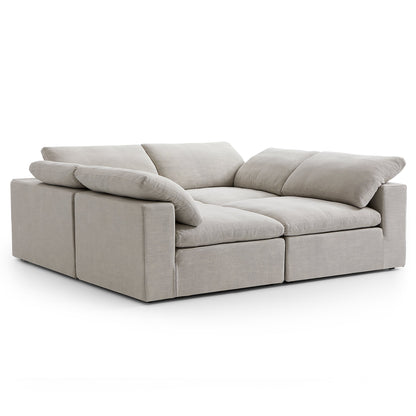 Tender Wabi Sabi U Shaped Sectional with Open Ends-Sand-90.6"