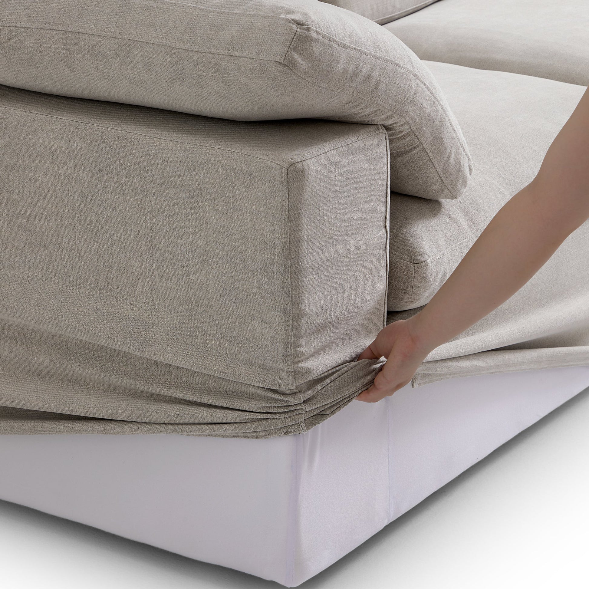 Tender Wabi Sabi Sand U Shaped Sectional with Open Ends-Sand