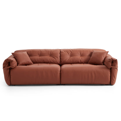 Butter Tufted Reddish Brown Genuine Leather Sofa-hidden