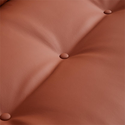 Butter Tufted Reddish Brown Genuine Leather Sofa-Reddish Brown