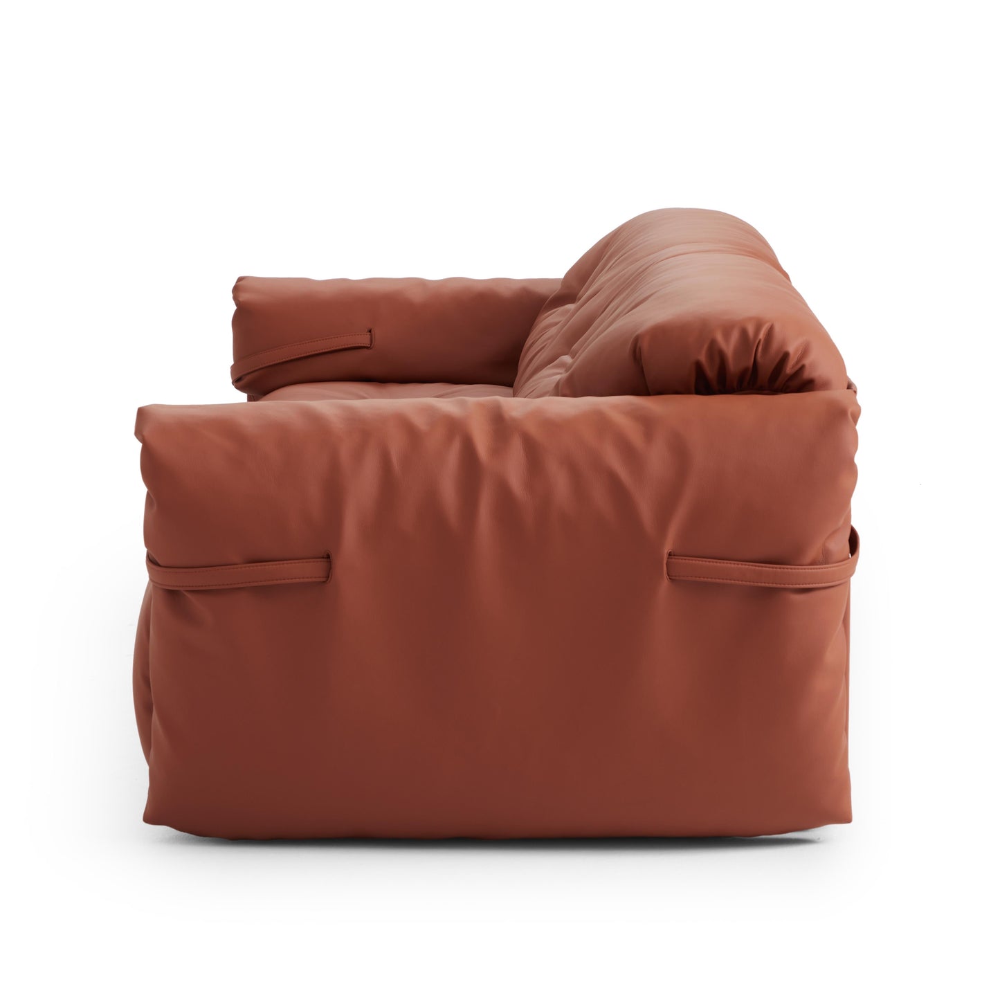 Butter Tufted Reddish Brown Genuine Leather Sofa-Reddish Brown