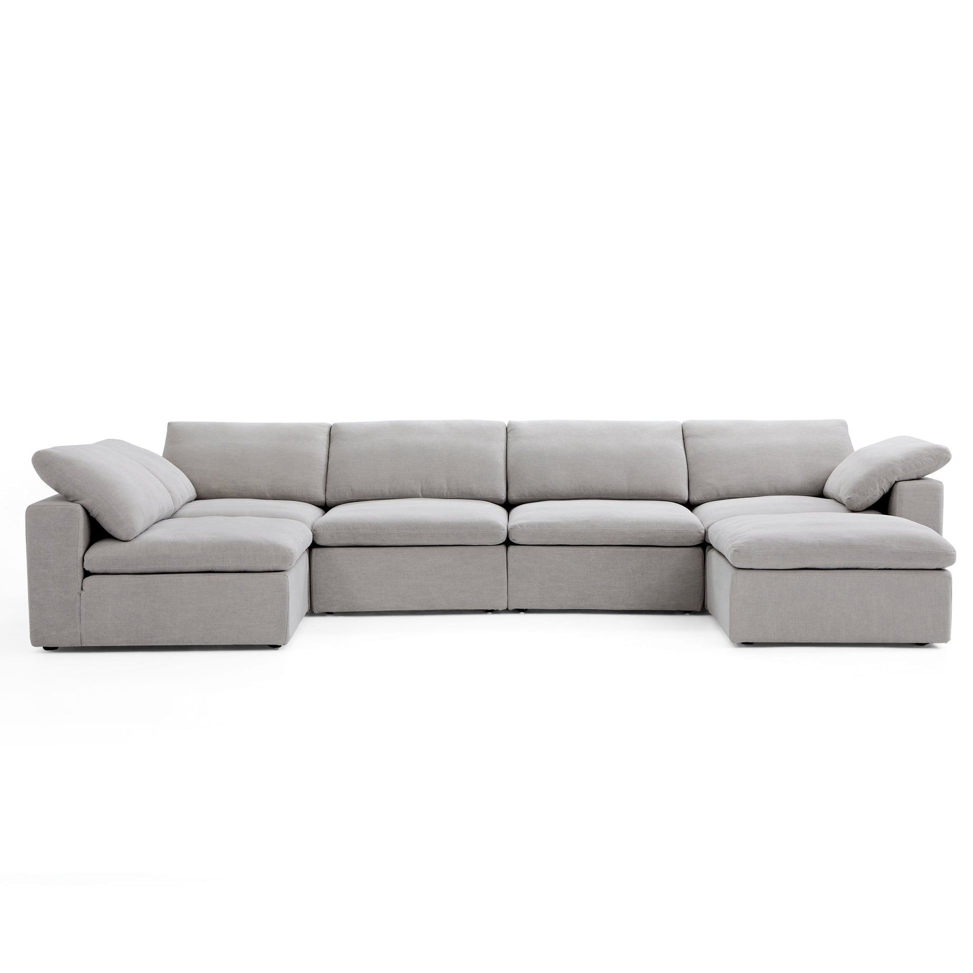 Tender Wabi Sabi Sand L Shaped Sectional and Ottoman-Gray-165.4"