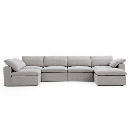 Tender Wabi Sabi Sand L Shaped Sectional and Ottoman-Gray-165.4"
