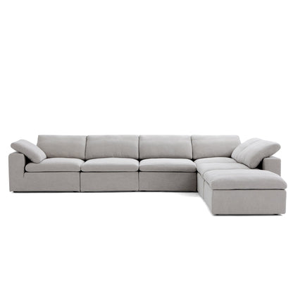 Tender Wabi Sabi Gray L Shaped Sectional and Ottoman-Gray-165.4"