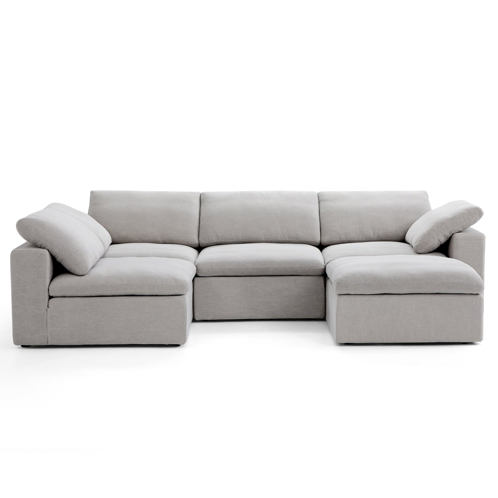 Tender Wabi Sabi Beige L Shaped Sectional and Ottoman-Gray-128.0"