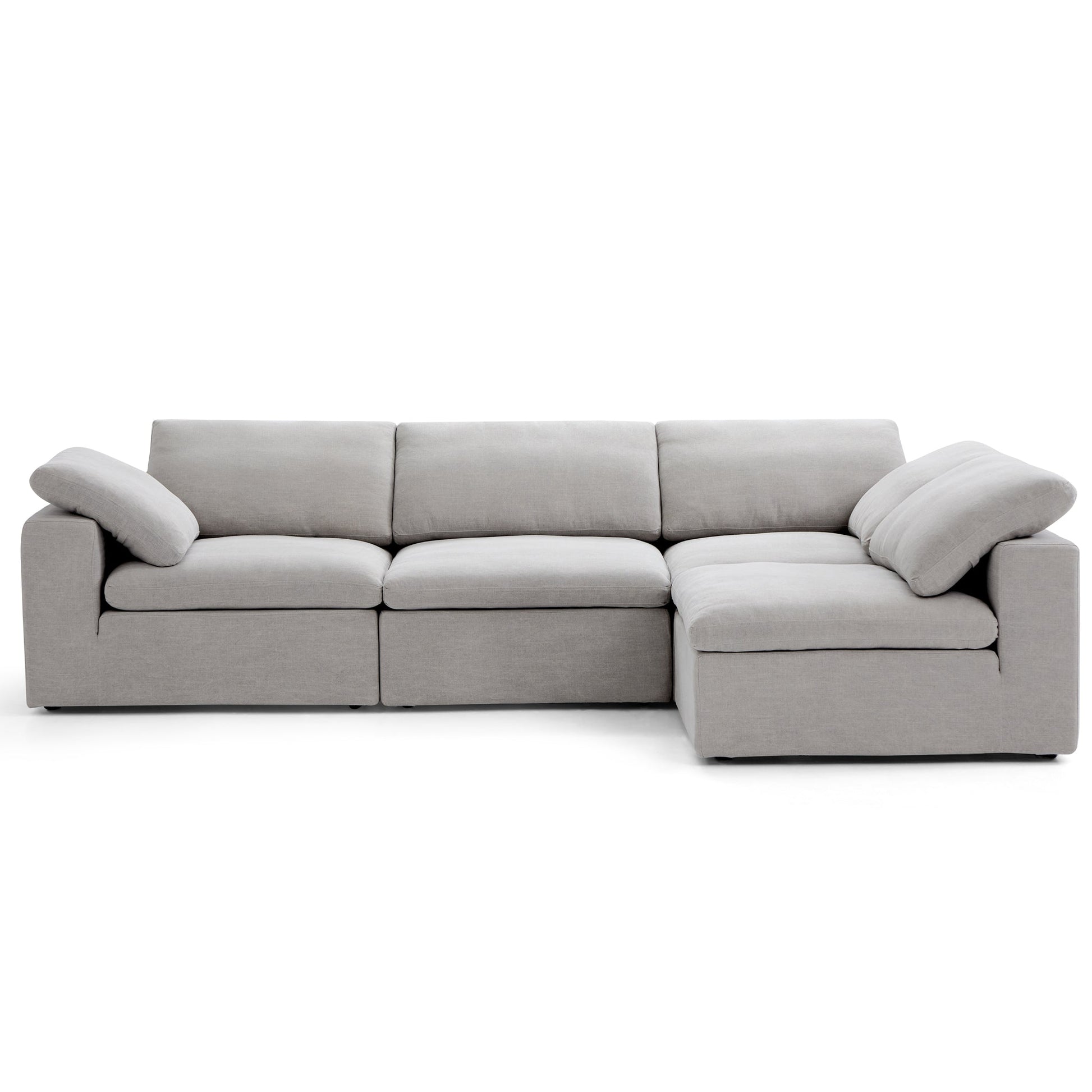 Tender Wabi Sabi Light Gray L Shaped Sectional-Gray-128.0"