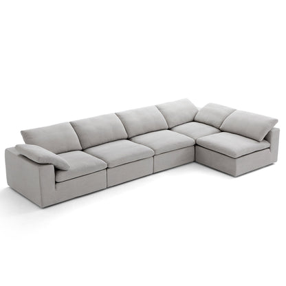 Tender Wabi Sabi Light Gray L Shaped Sectional-Gray-165.4"