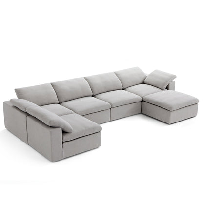 Tender Wabi Sabi Sand L Shaped Sectional and Ottoman-Gray-165.4"
