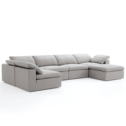 Tender Wabi Sabi Sand L Shaped Sectional and Ottoman-Gray-165.4"