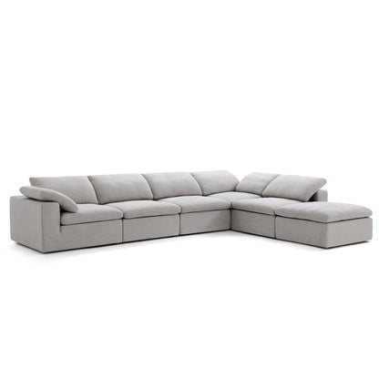 Tender Wabi Sabi Sand L Shaped Sectional and Ottoman-Gray-165.4"