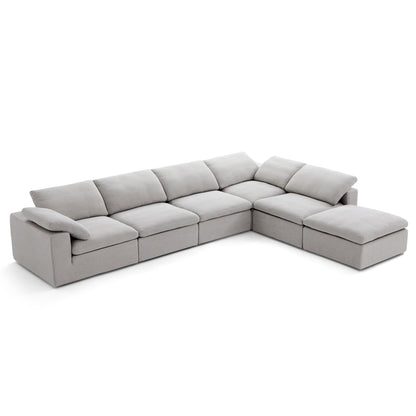 Tender Wabi Sabi Sand L Shaped Sectional and Ottoman-Gray-165.4"