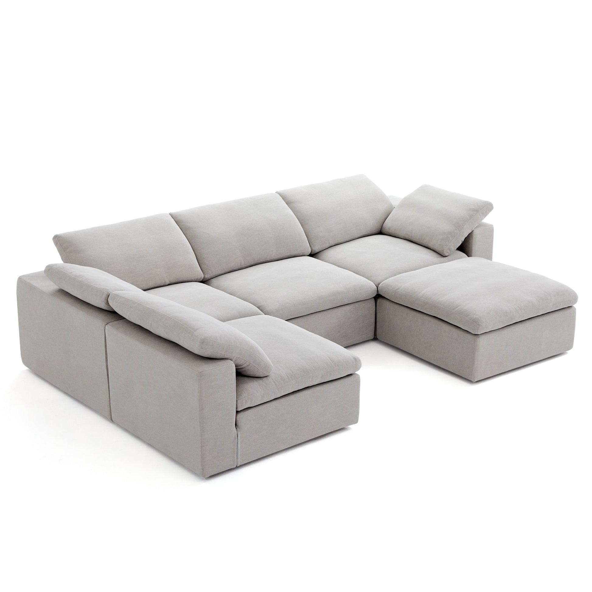 Tender Wabi Sabi Sand L Shaped Sectional and Ottoman-Gray-128.0"