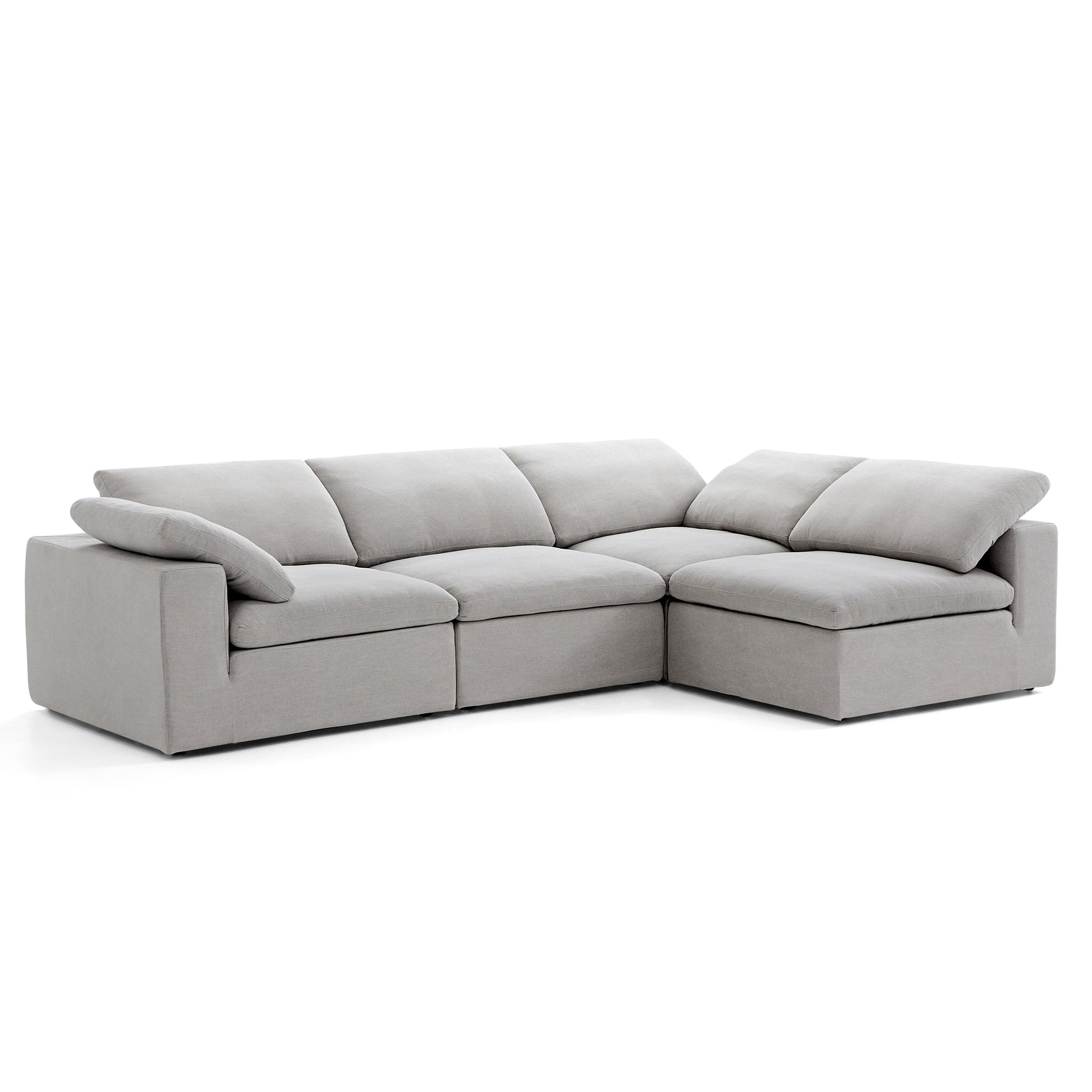 Tender Wabi Sabi Light Gray L Shaped Sectional-Gray-128.0"