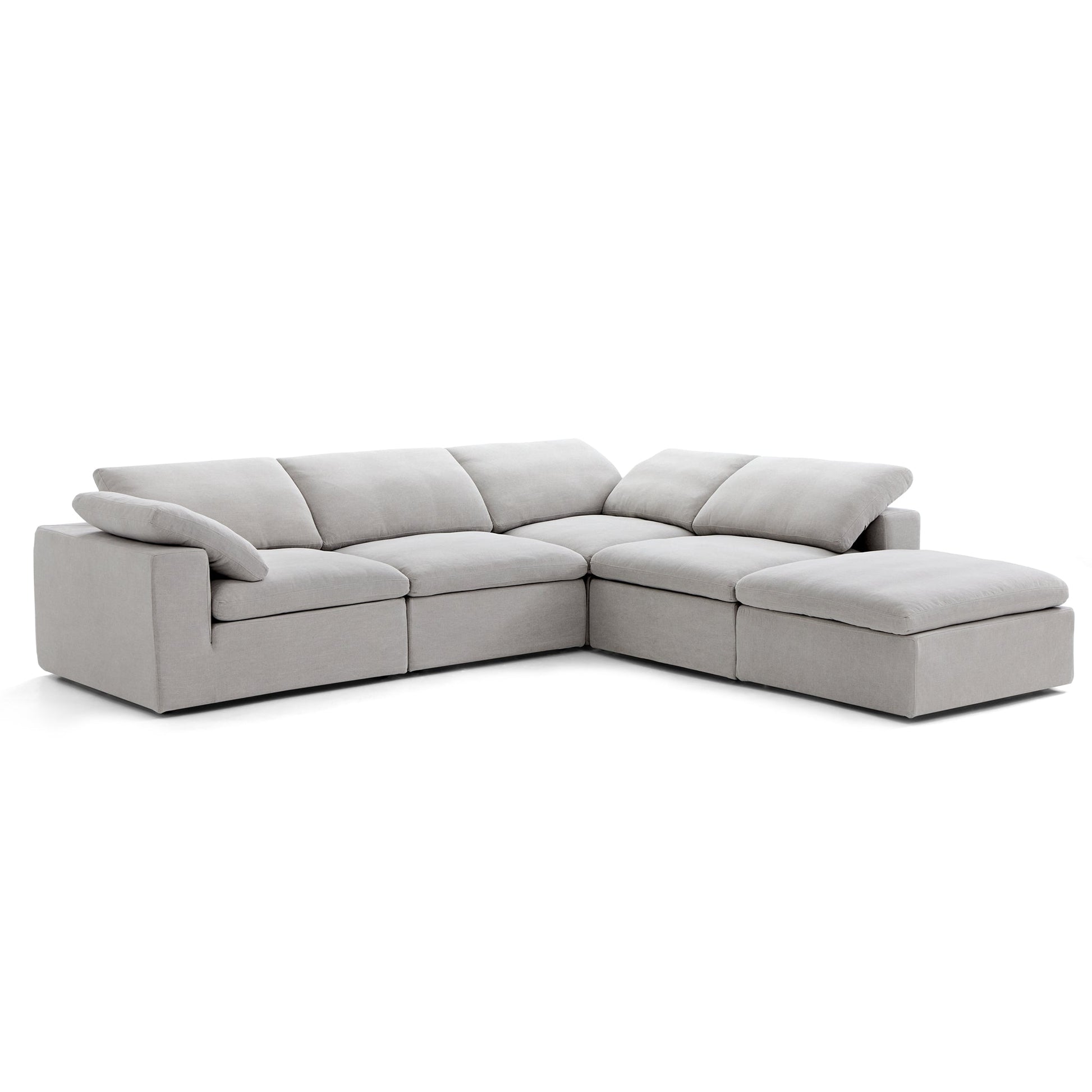 Tender Wabi Sabi Sand L Shaped Sectional and Ottoman-Gray-128.0"