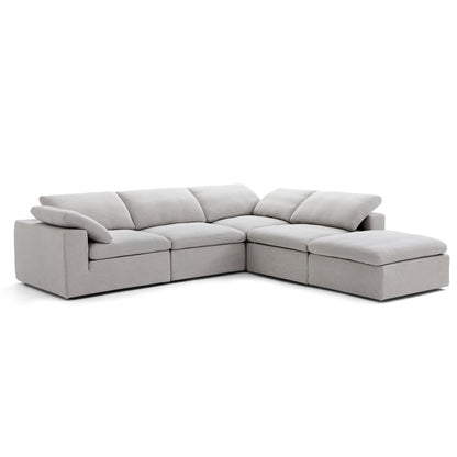 Tender Wabi Sabi Sand L Shaped Sectional and Ottoman-Gray-128.0"