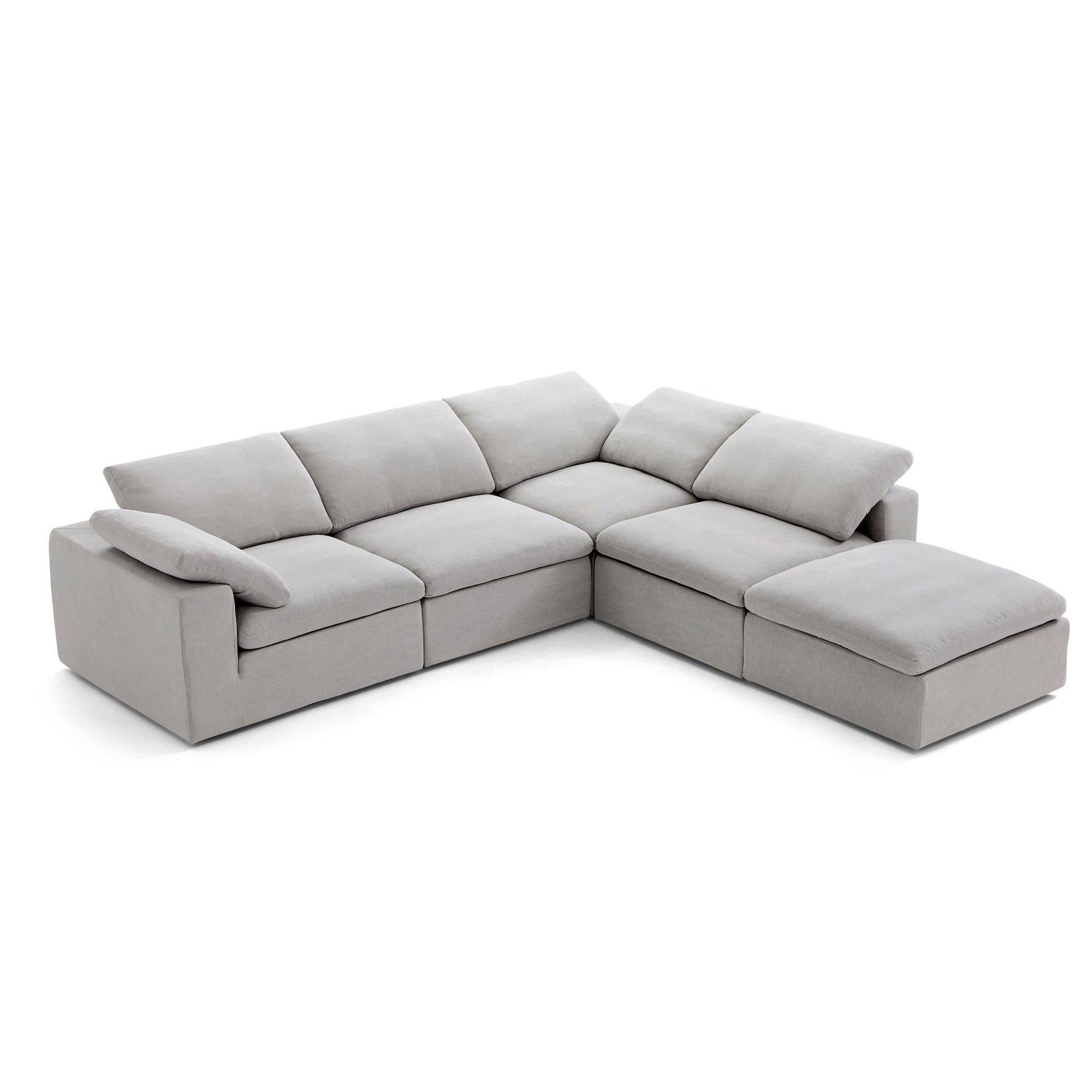 Tender Wabi Sabi Beige L Shaped Sectional and Ottoman-Gray-128.0"