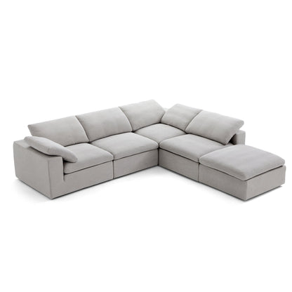 Tender Wabi Sabi Beige L Shaped Sectional and Ottoman-Gray-128.0"