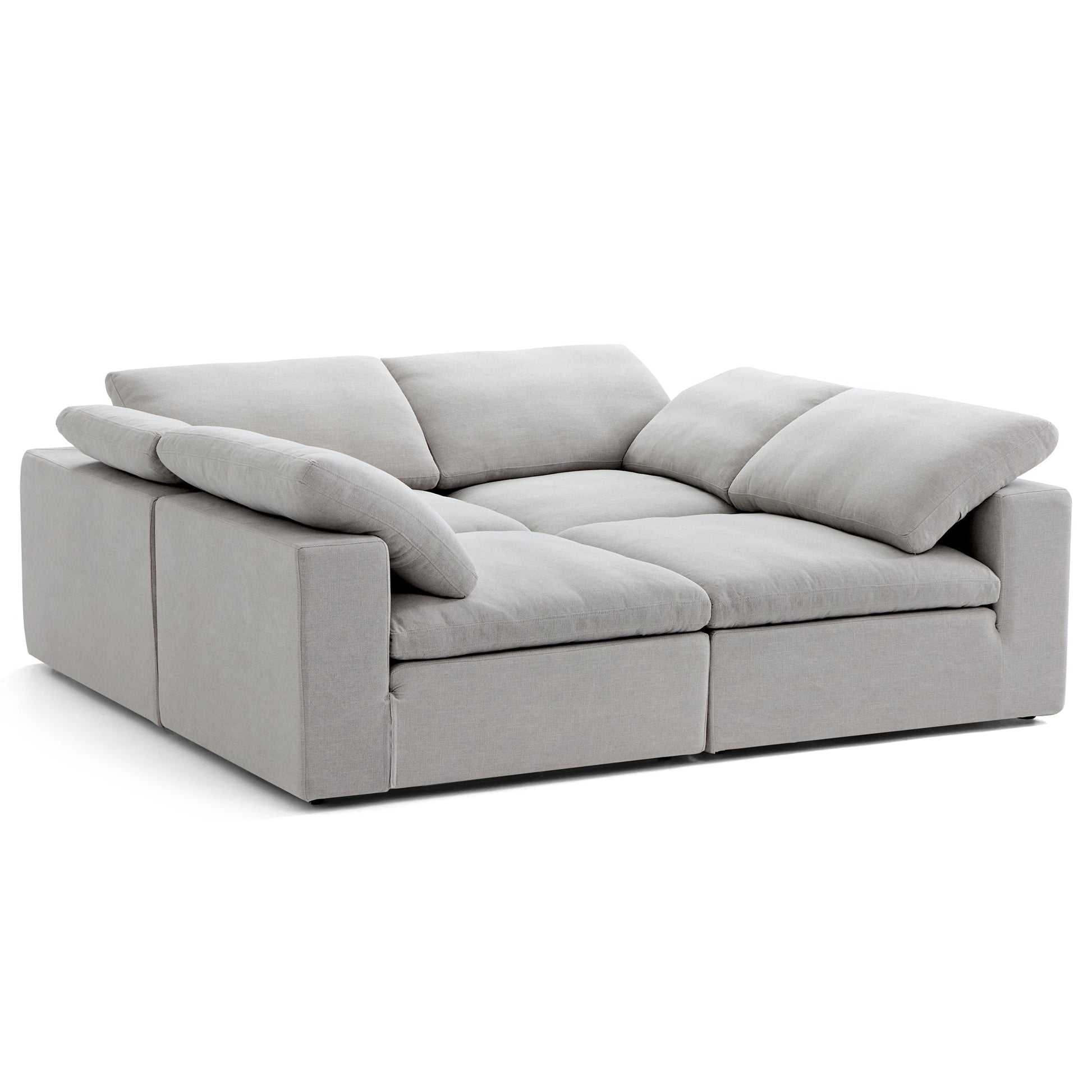 Tender Wabi Sabi Light Gray U Shaped Sectional with Open Ends-Gray-90.6"