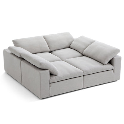 Tender Wabi Sabi Sand U Shaped Sectional with Open Ends-Gray-90.6"