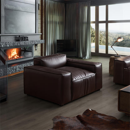 Luxury Minimalist Dark Brown Leather Armchair-Dark Brown