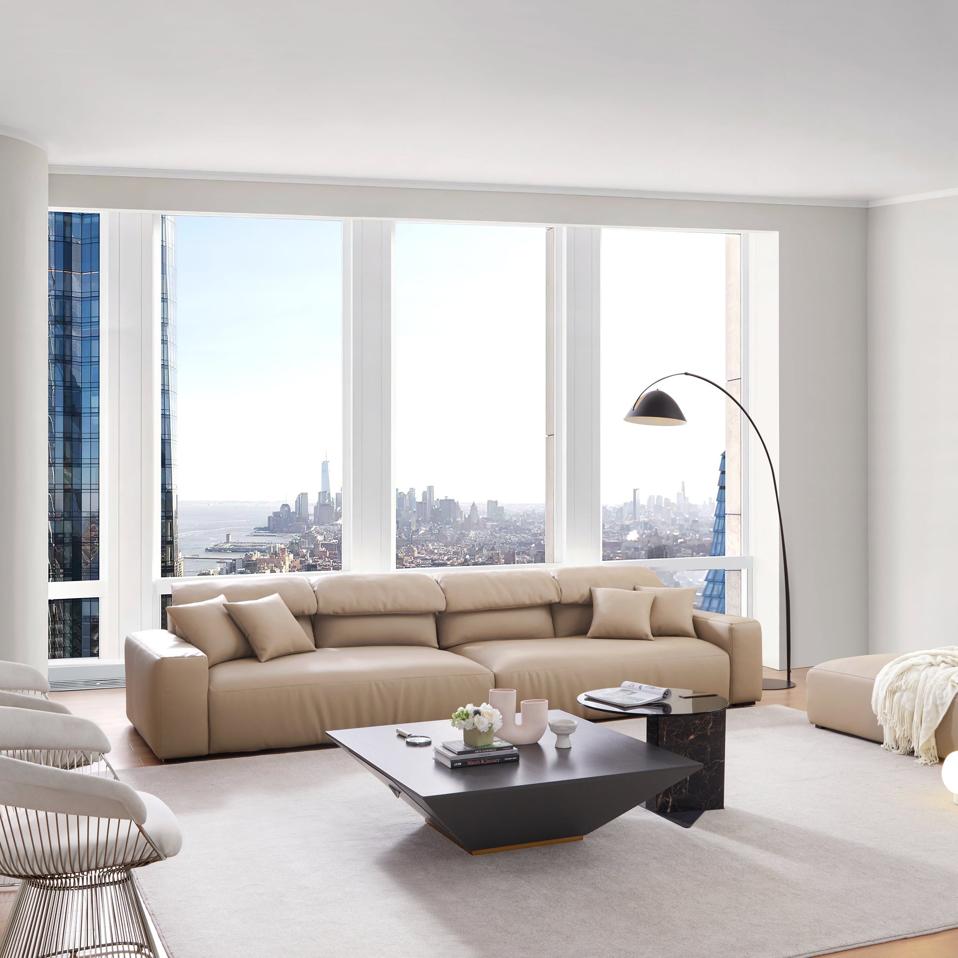 Chestnut Khaki Leather Sofa-Khaki