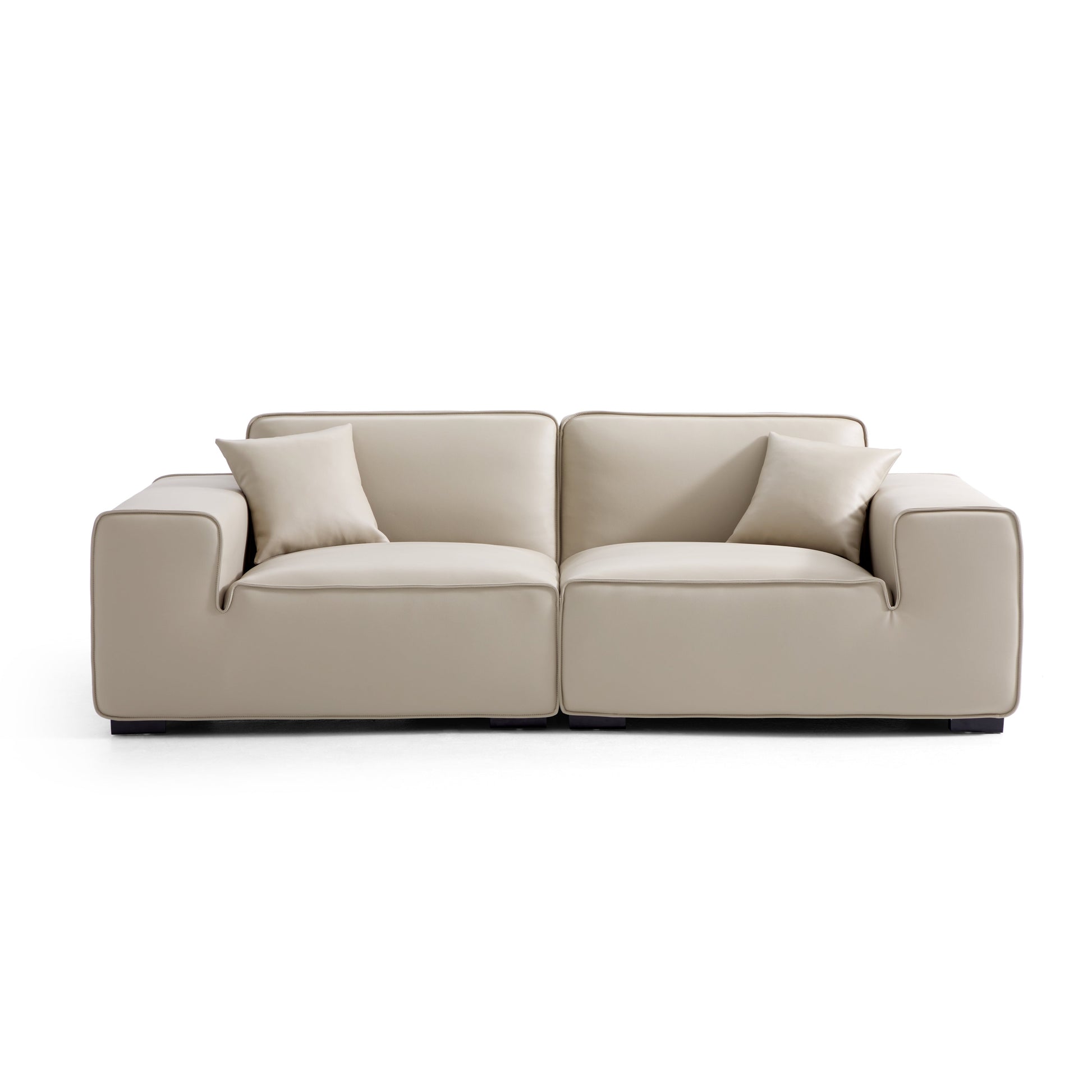 Domus Modular Black Leather Sofa Set-Beige-94.5″