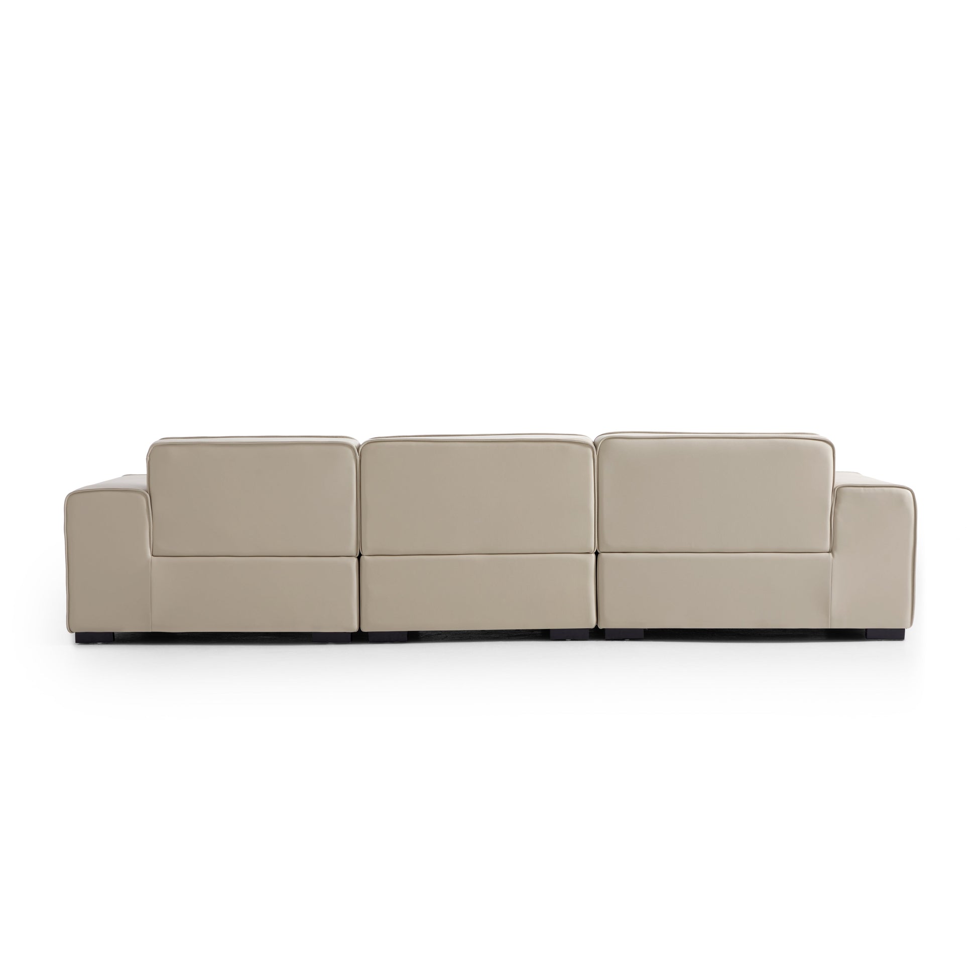 Domus Modular Black Leather Sectional Sofa-Beige-126"