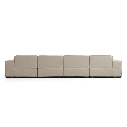 Domus Modular Khaki Leather U Shaped Sectional Sofa-Beige-157.5″