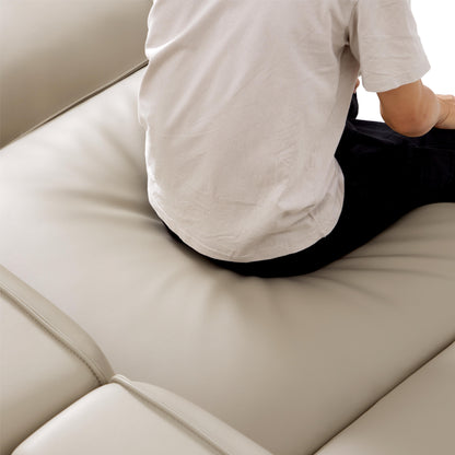 Domus Modular Dark Gray Leather Sofa and Ottoman-Beige