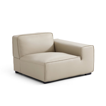 Domus Modular Dark Gray Leather Sofa and Ottoman-Beige