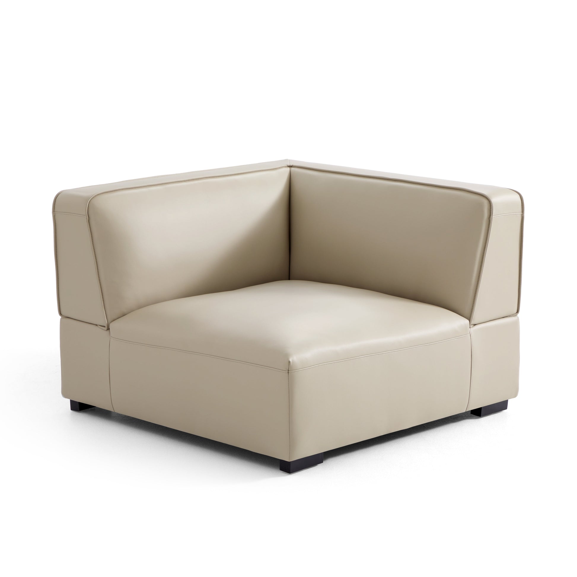 Domus Modular Black Leather U Shaped Sectional-Beige