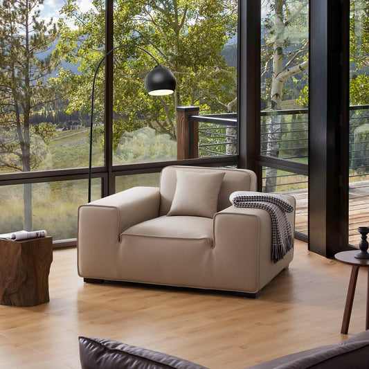 Domus Modular Khaki Leather Armchair-Khaki