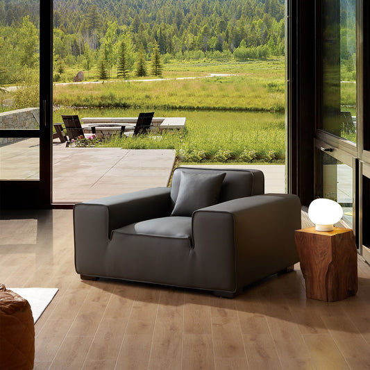 Domus Modular Khaki Leather Armchair-Dark Gray