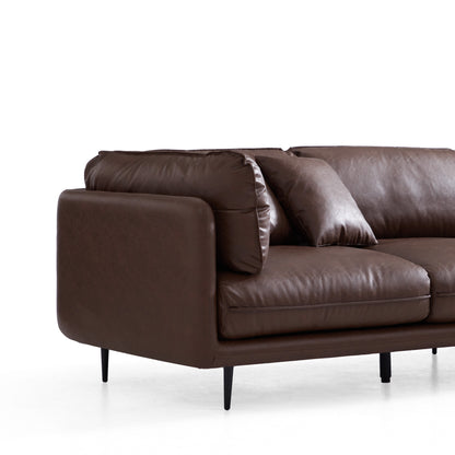 Vanilla Brown Leather Sofa-Brown