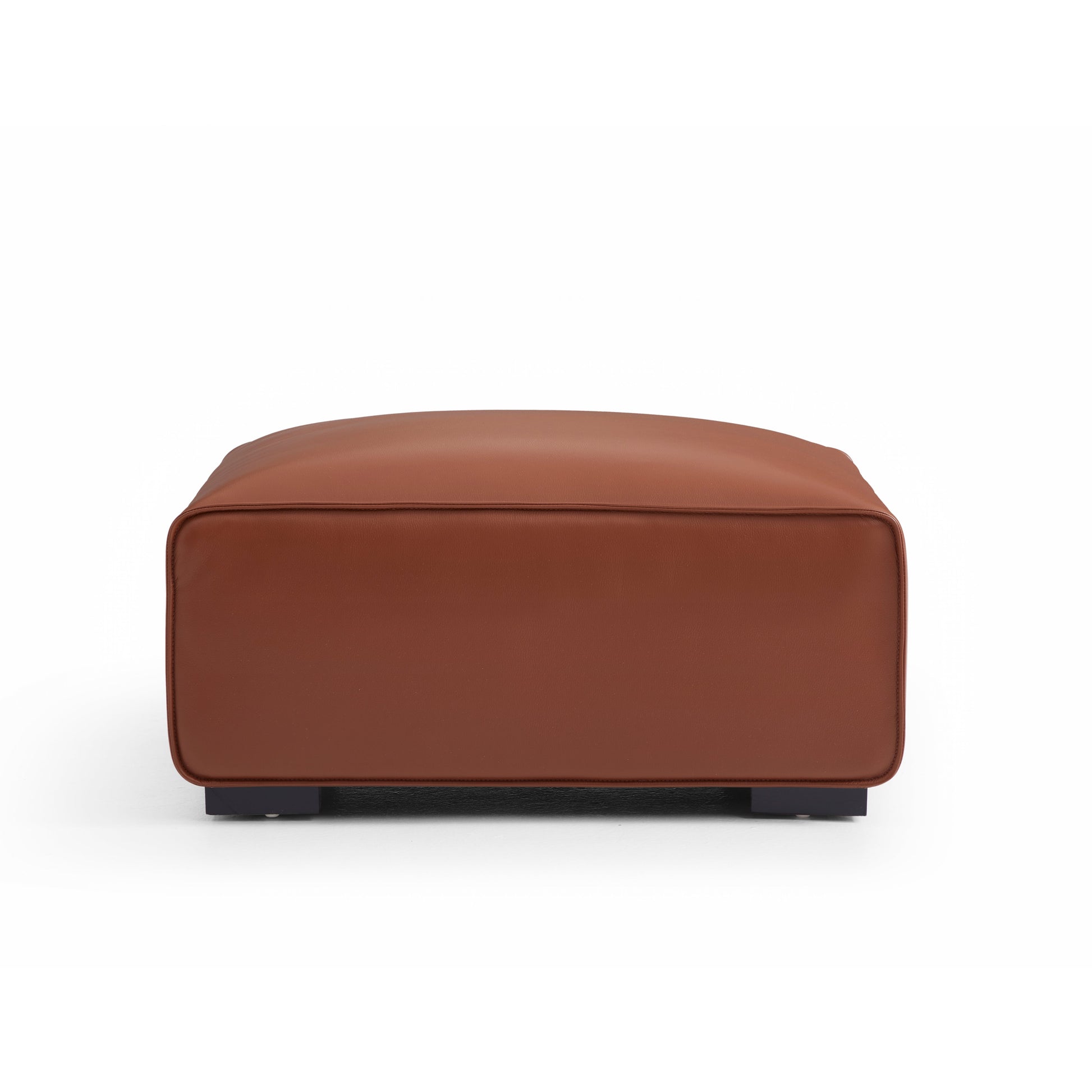 Domus Modular Brown Leather Sofa and Ottoman-Brown