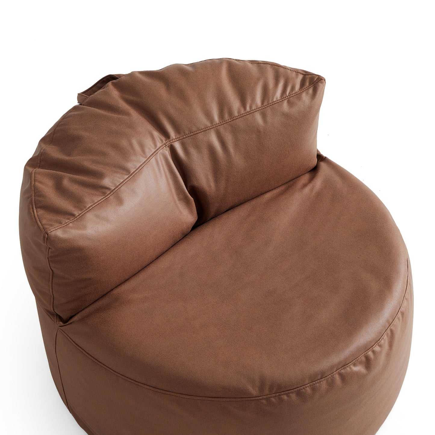 Eclipse lounge Leathaire Gray Beanbag With Ottoman-Brown