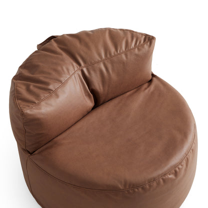 Eclipse lounge Leathaire Gray Beanbag With Ottoman-Brown