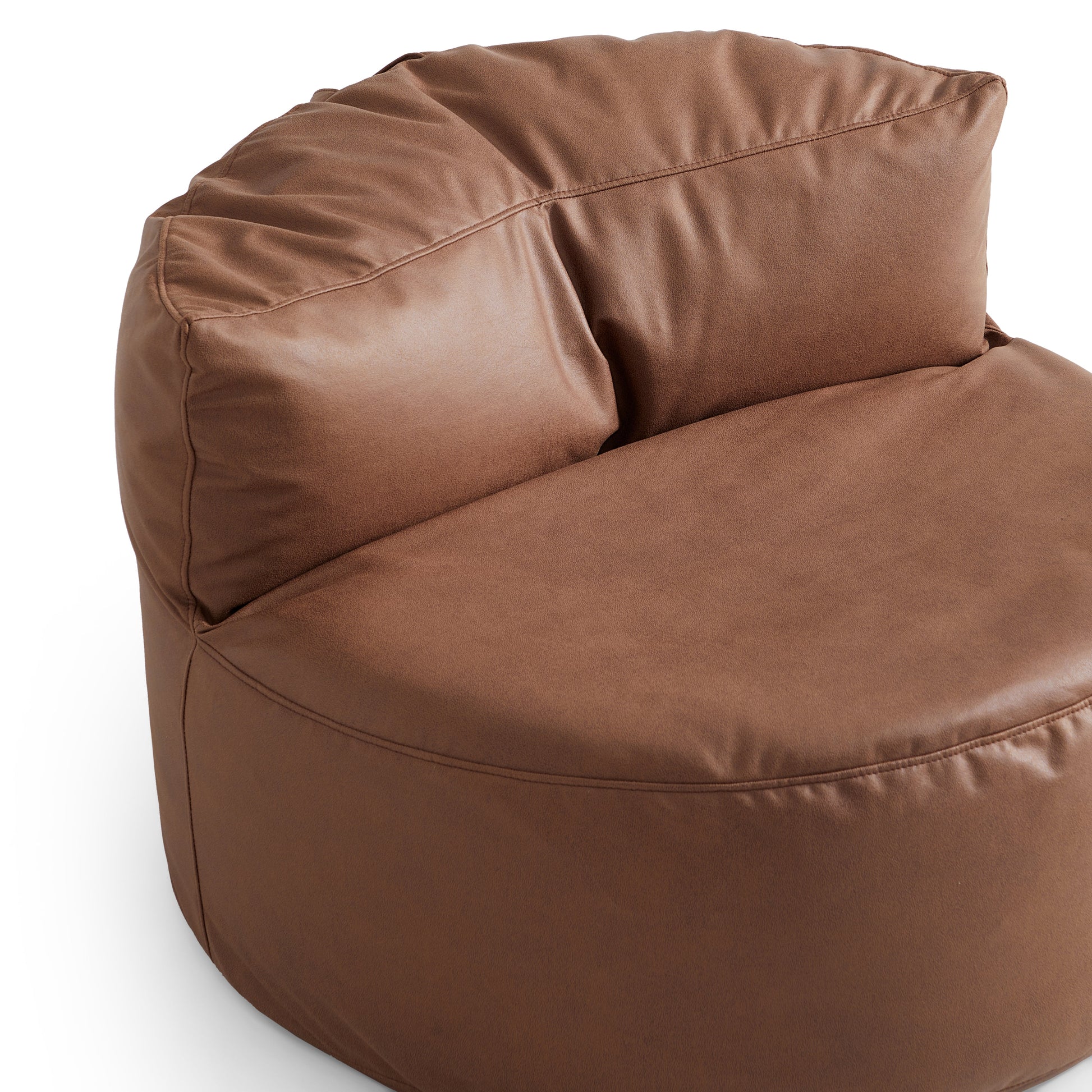 Eclipse lounge Leathaire Gray Beanbag With Ottoman-Brown